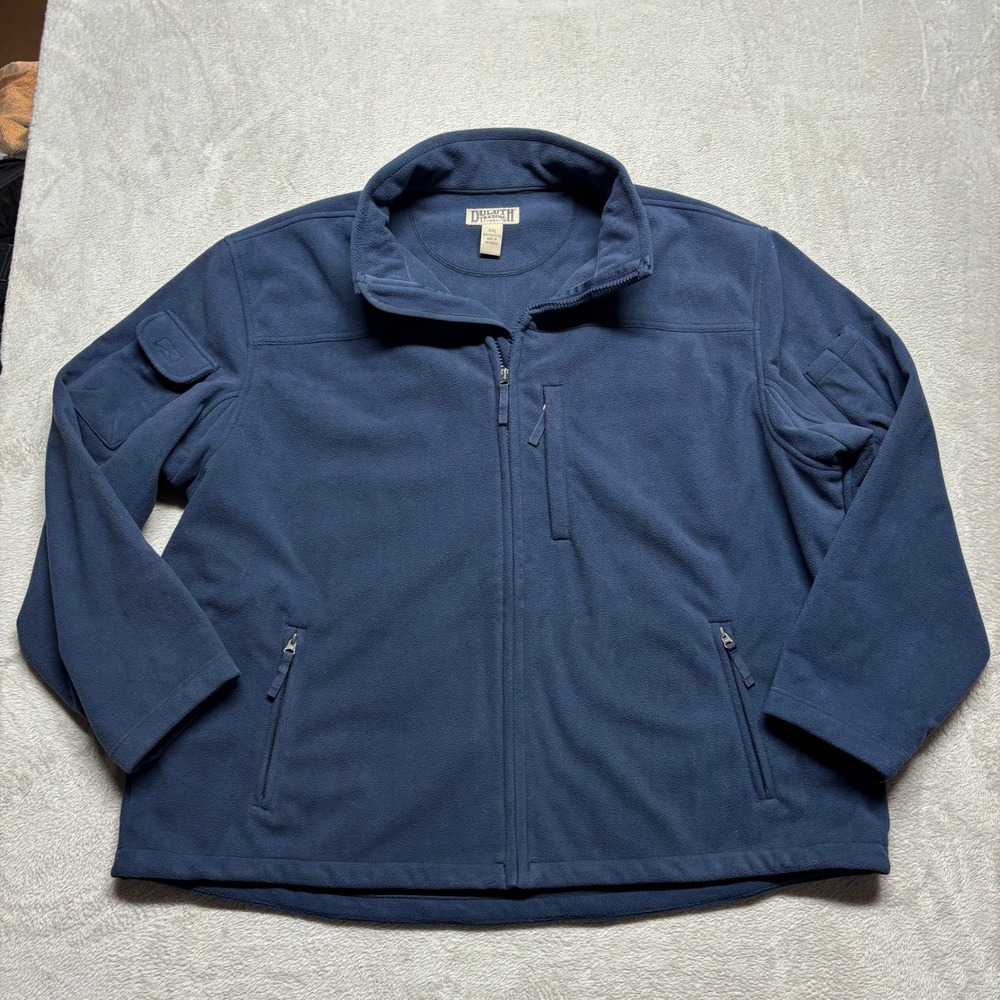 Duluth Trading Co Shoremans Fleece Jacket Mens 4XL Blue Full Zip Utility EUC